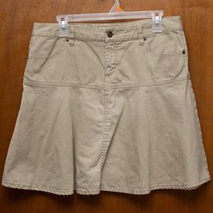 Tan Denim Flare Skirt